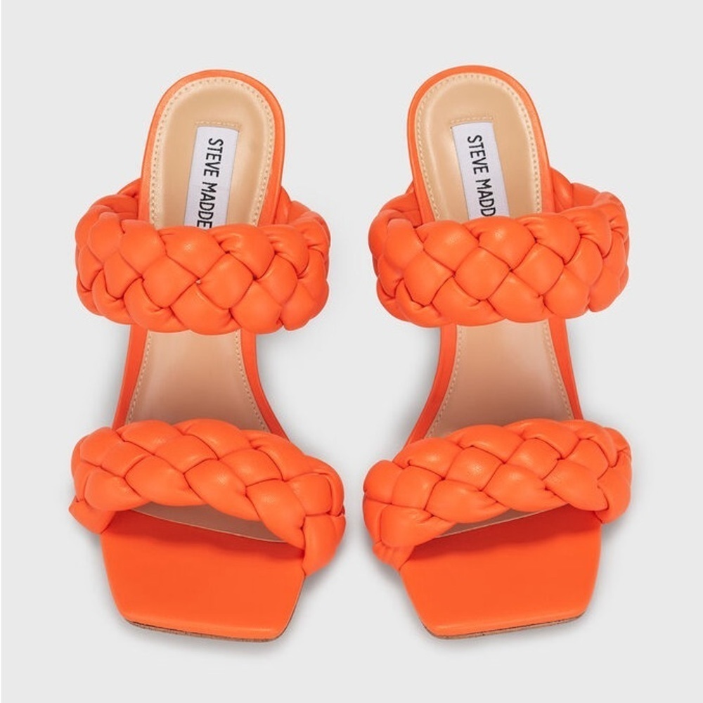 Steve Madden Bold Orange Braided Heels